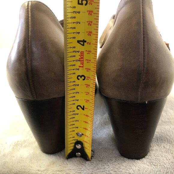 France Mode Block Heel Ankle Strap Leather Shoes Size 37 (6.5 US) - Picture 7 of 16